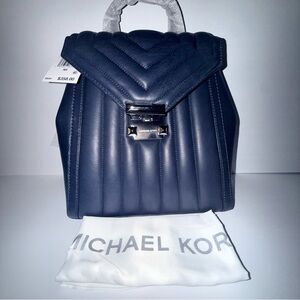Michael Kors Dark Blue Quilted Whitney Backpack